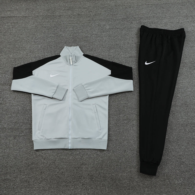 Conjunto de Treino Nike Dri-Fit - Jaqueta + Calça, Cinza com Preto