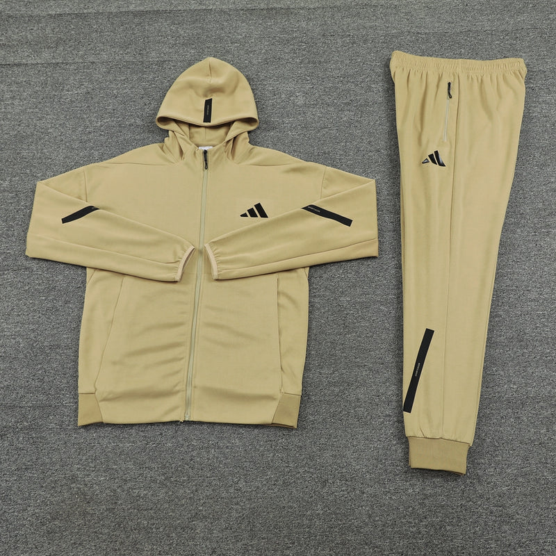 Conjunto Adidas - Jaqueta com Capuz + Calça, Bege
