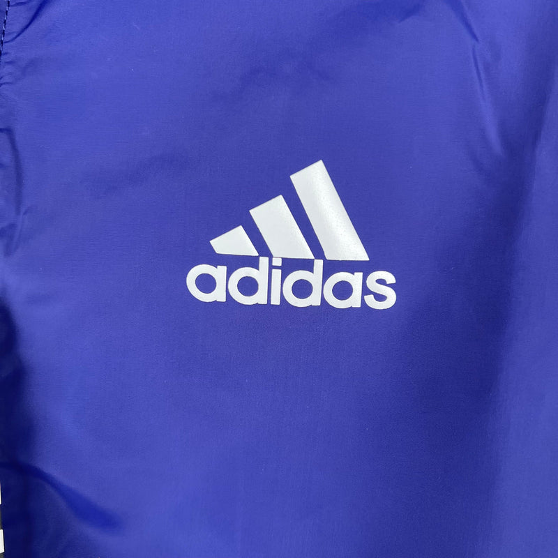 Jaqueta Corta Vento Adidas - Forrada e com Capuz, Azul