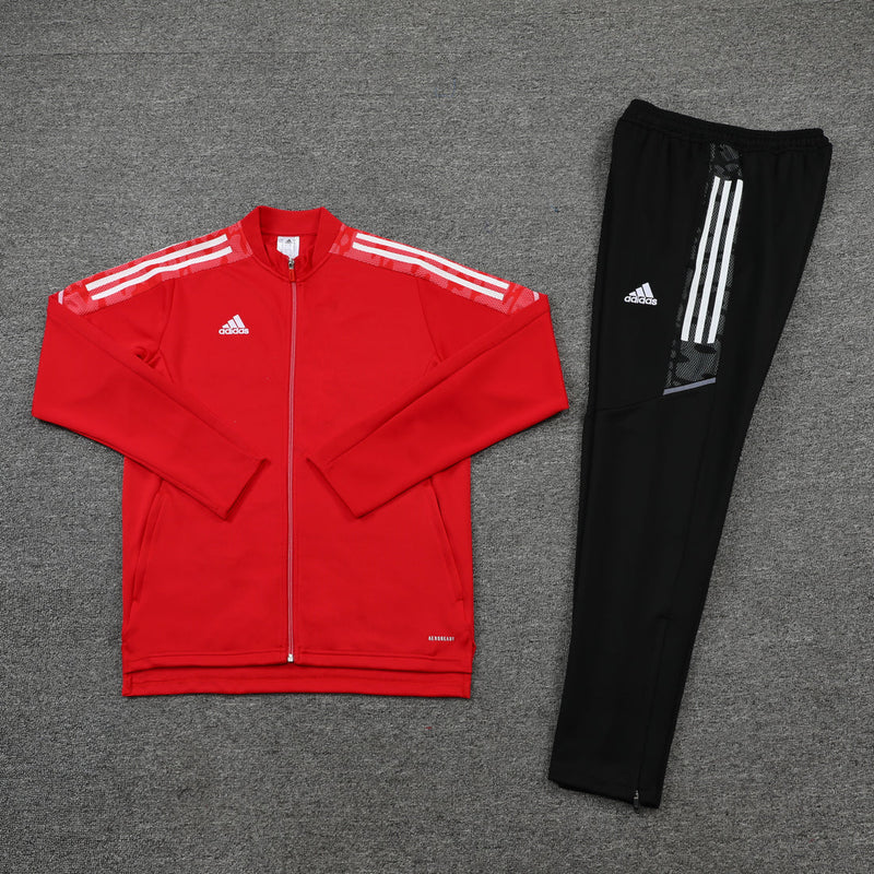 Conjunto Adidas - Jaqueta + Calça, Vermelho com Preto