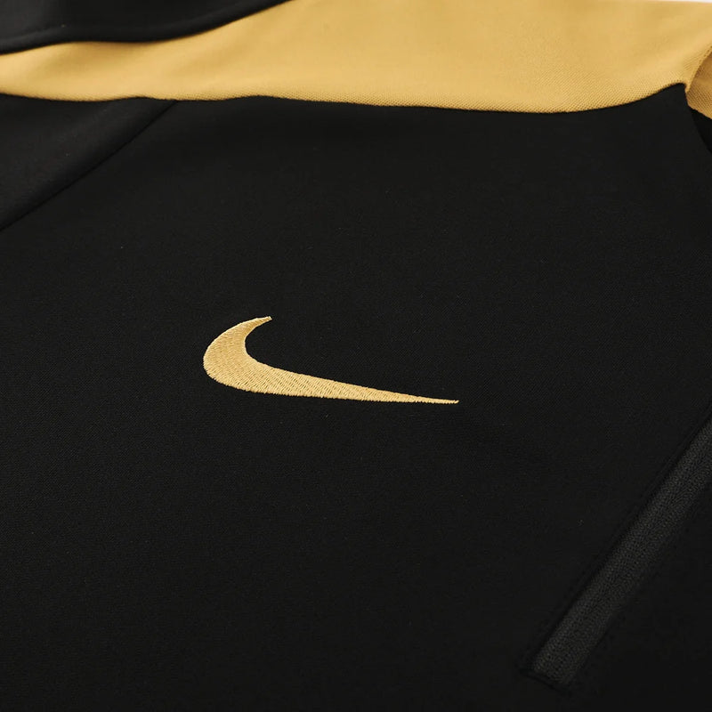 Conjunto Nike Dri-Fit de Frio - Jaqueta + Calça, Preto com Amarelo