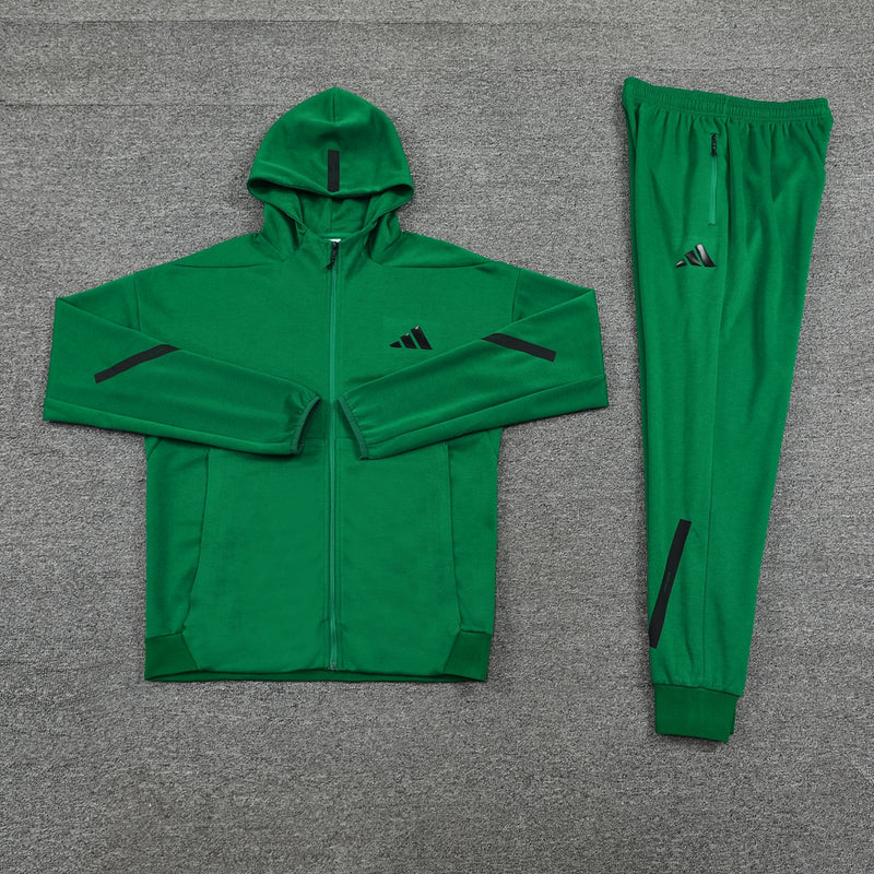 Conjunto Adidas - Jaqueta com Capuz + Calça, Verde