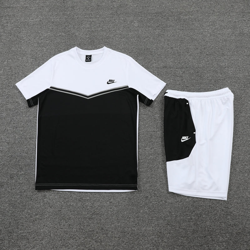 Conjunto Nike - Camisa + Short, Branco com Preto