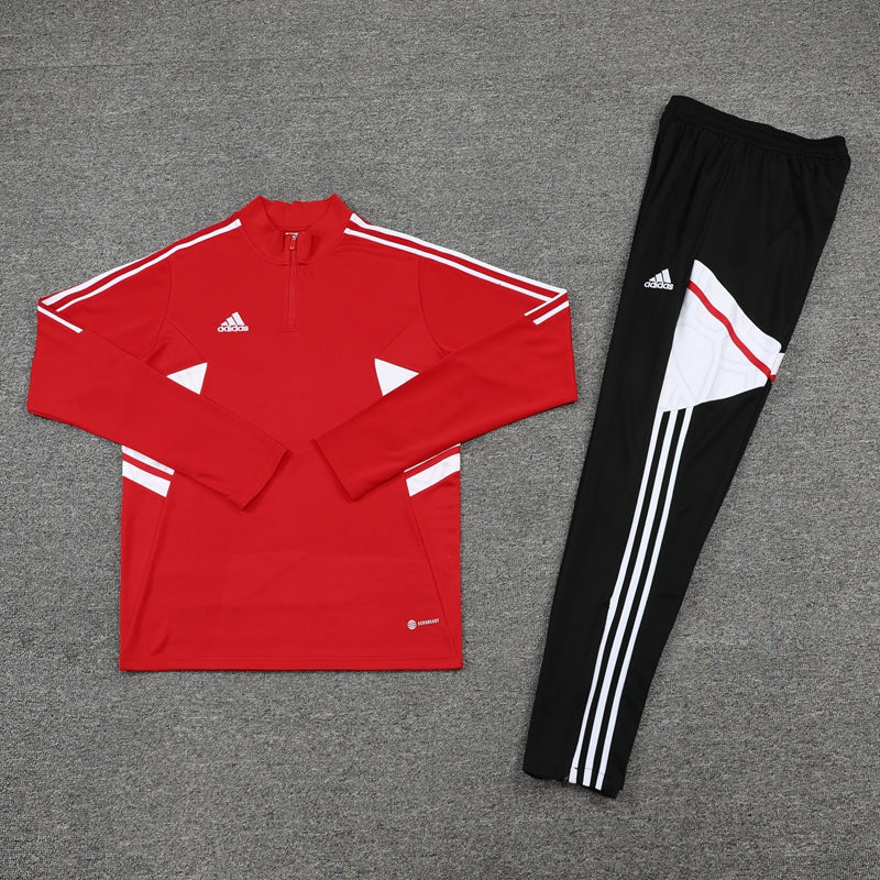 Conjunto Adidas - Jaqueta + Calça, Vermelho com Preto