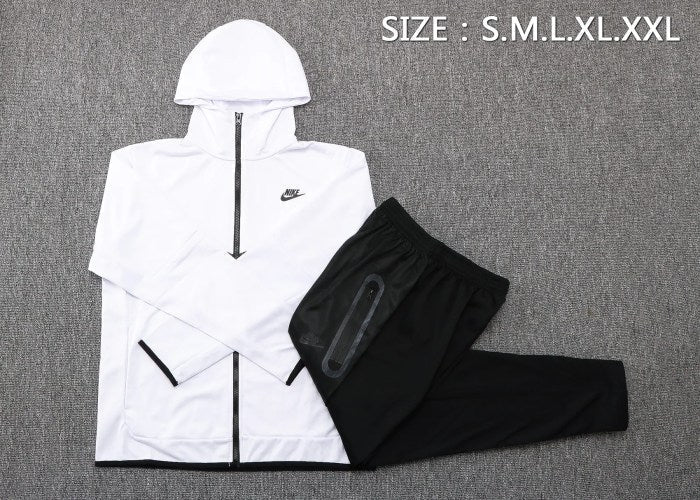 Conjunto Nike Tech Fleece, Branco com Preto