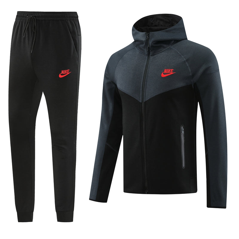 Conjunto Nike Tech Fleece, Cinza com Preto