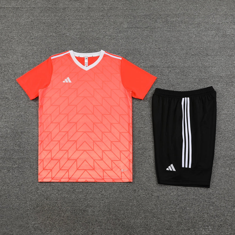 Conjunto Adidas - Camisa + Short, Laranja com Preto