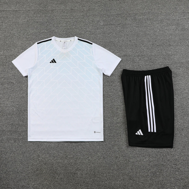 Conjunto Adidas - Camisa + Short, Branco com Preto