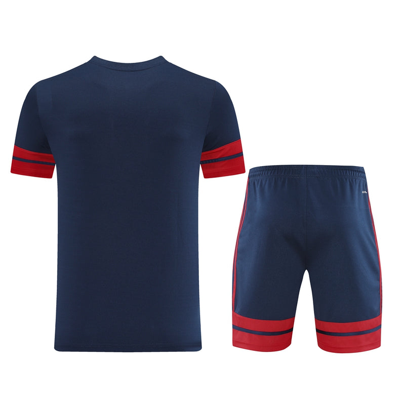 Conjunto Adidas - Camisa + Short, Azul com Vermelho