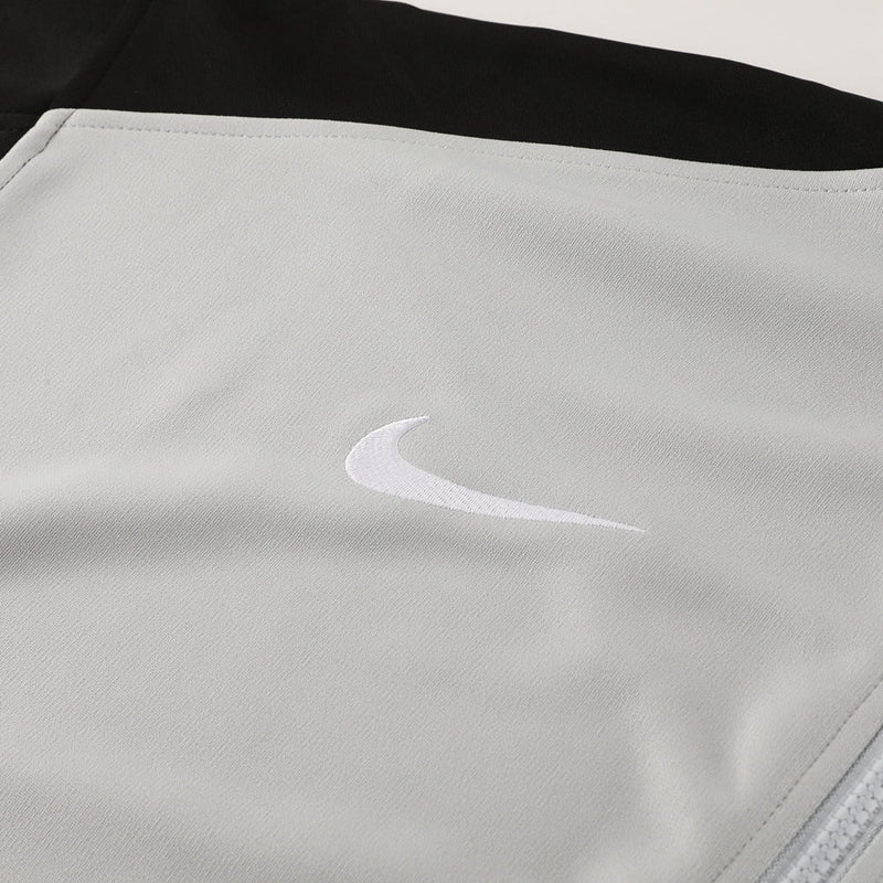 Conjunto de Treino Nike Dri-Fit - Jaqueta + Calça, Cinza com Preto