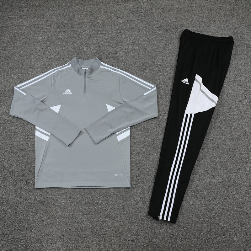 Conjunto Adidas - Jaqueta + Calça, Cinza com Preto