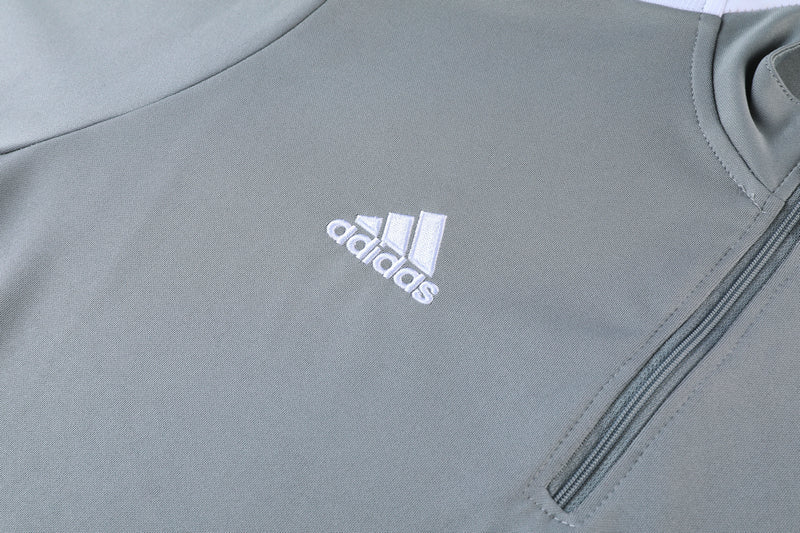 Conjunto Adidas - Jaqueta + Calça, Cinza com Preto