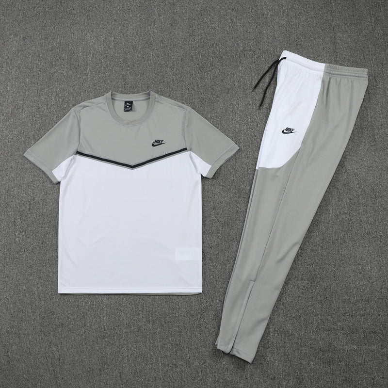 Conjunto Nike Dri-Fit - Camisa + Calça, Cinza com Branco