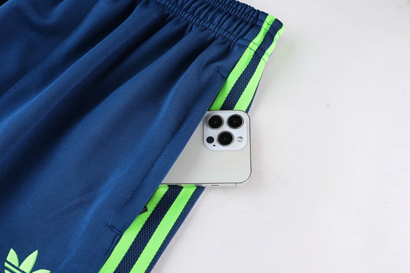 Conjunto Adidas - Jaqueta + Calça, Azul com Verde