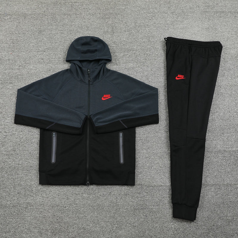 Conjunto Nike Tech Fleece, Cinza com Preto