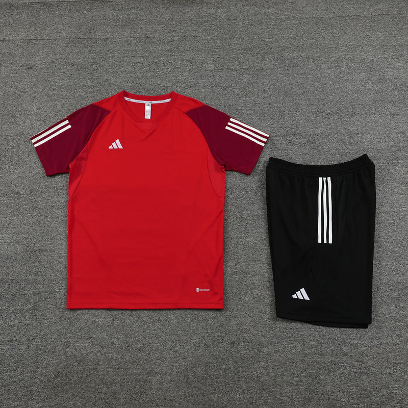 Conjunto Adidas - Camisa + Short, Vermelho com Preto