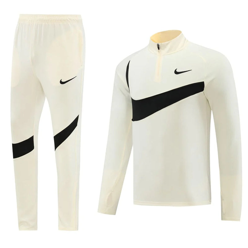 Conjunto Nike Dri-Fit de Frio - Jaqueta + Calça, Creme