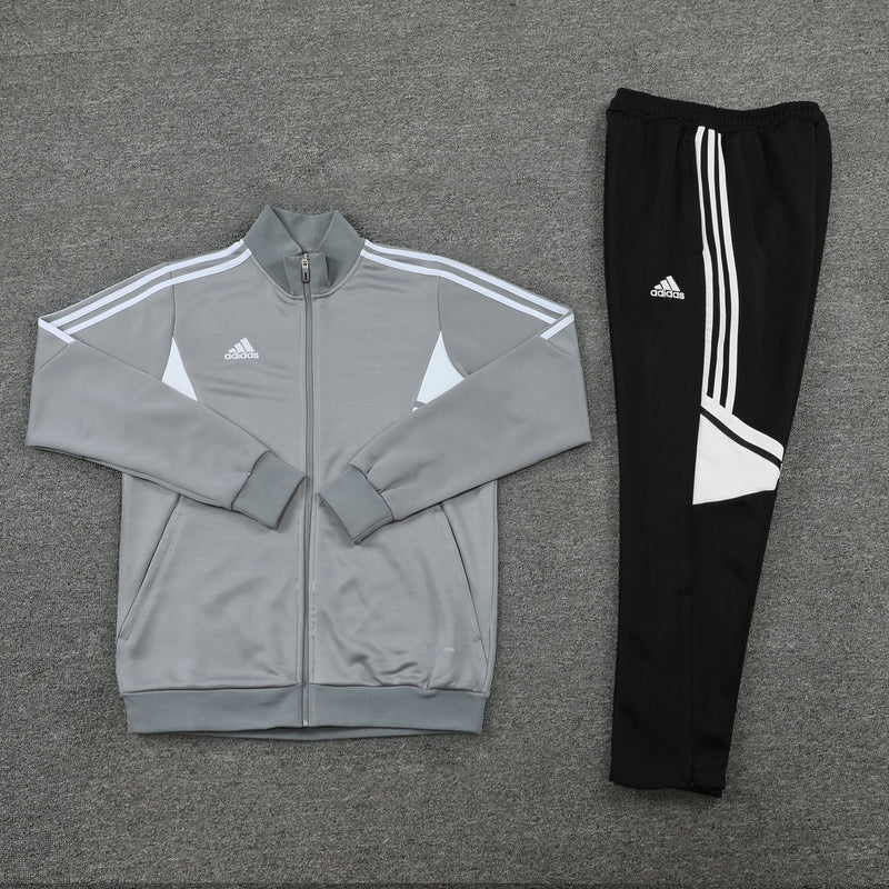 Conjunto Adidas - Jaqueta + Calça, Cinza com Preto