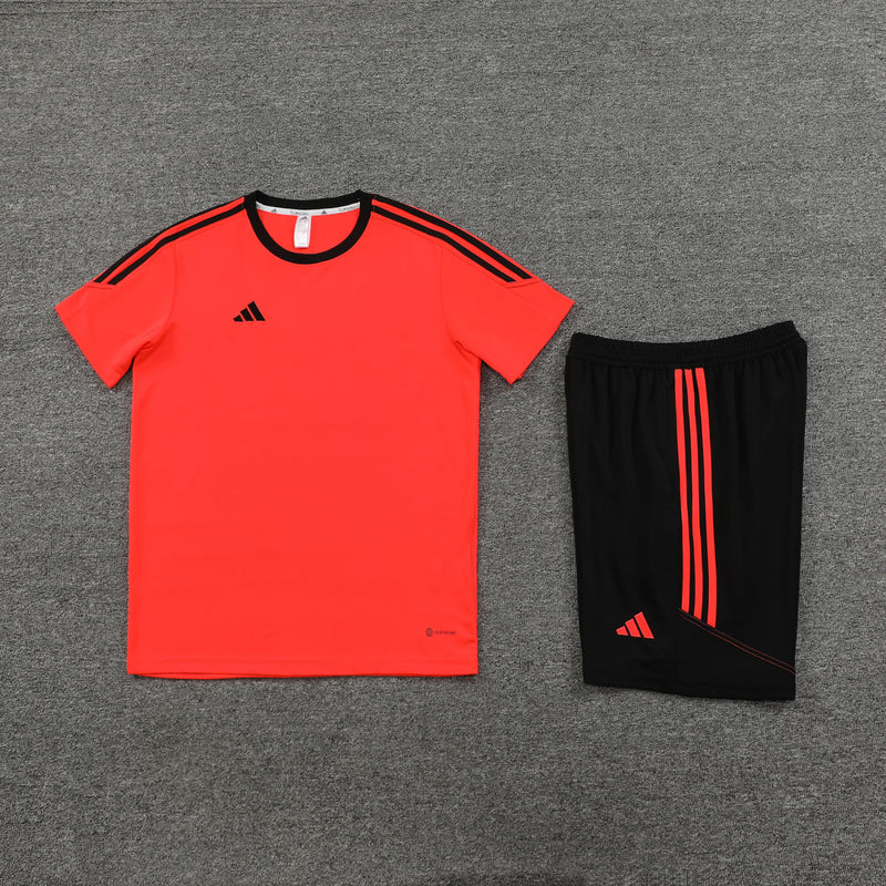 Conjunto Adidas - Camisa + Short, Laranja com Preto