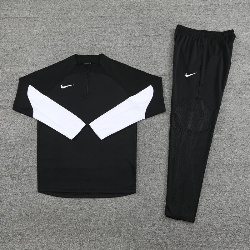 Conjunto Nike Dri-Fit de Frio - Jaqueta + Calça, Preto com Branco