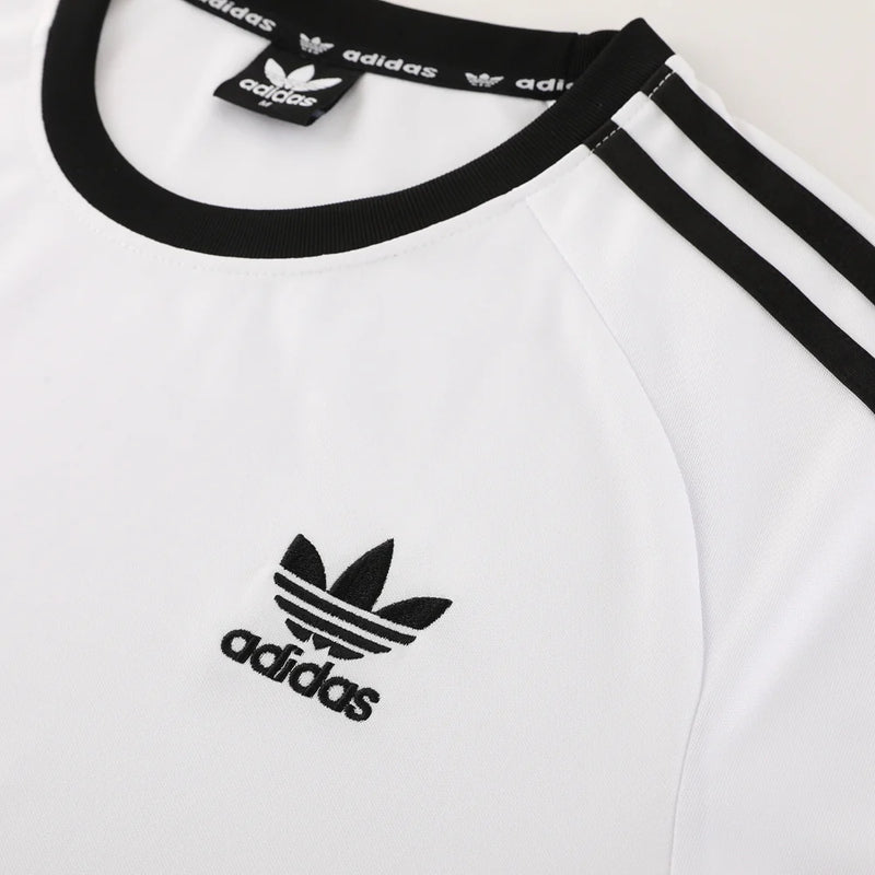 Conjunto Adidas - Camisa + Short, Branco com Preto