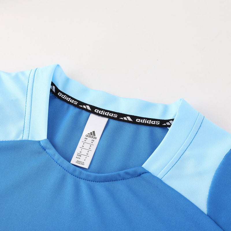 Conjunto Adidas - Camisa + Short, Azul com Azul Escuro
