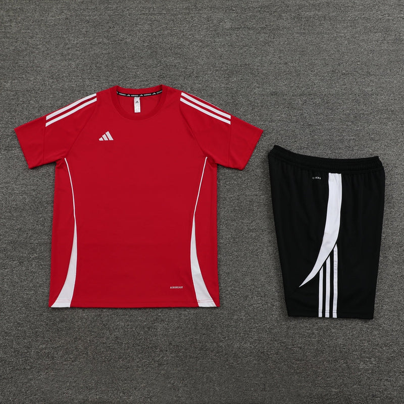 Conjunto Adidas - Camisa + Short, Vermelho com Preto
