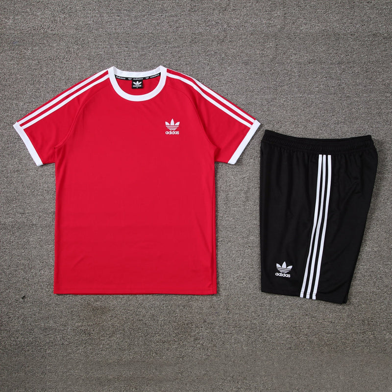 Conjunto Adidas - Camisa + Short, Vermelho com Preto