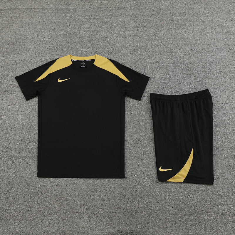 Conjunto Nike - Camisa + Short, Preto com Amarelo