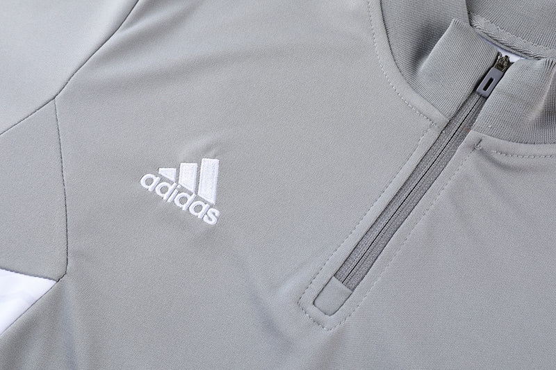 Conjunto Adidas - Jaqueta + Calça, Cinza com Preto