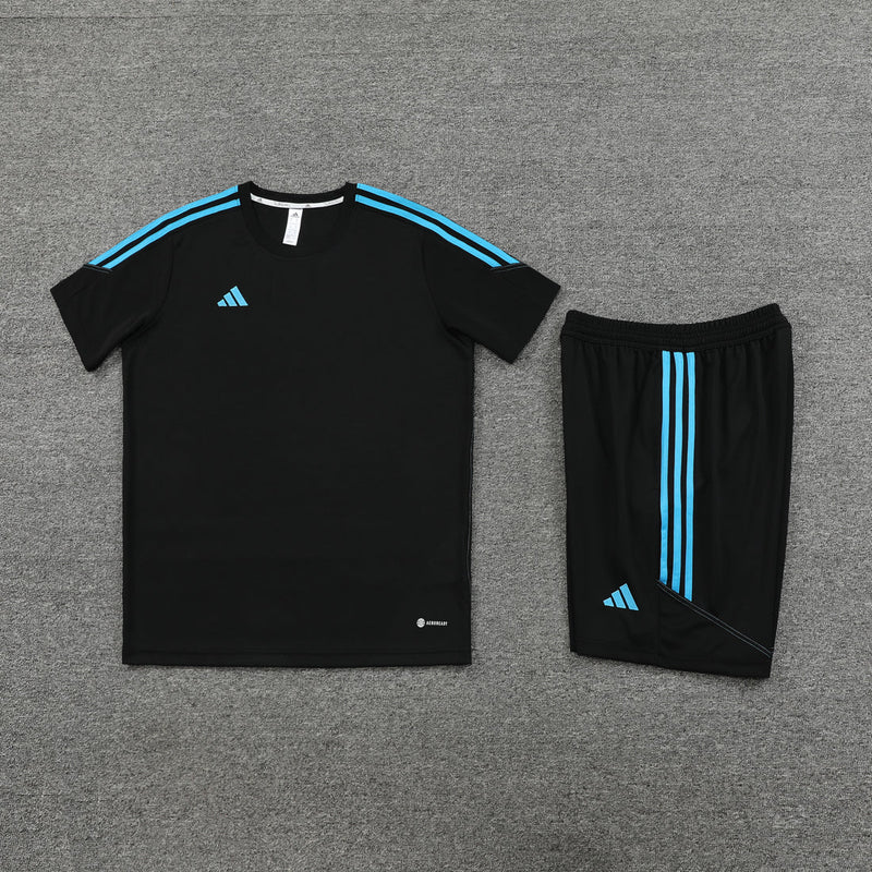 Conjunto Adidas - Camisa + Short, Preto com Azul