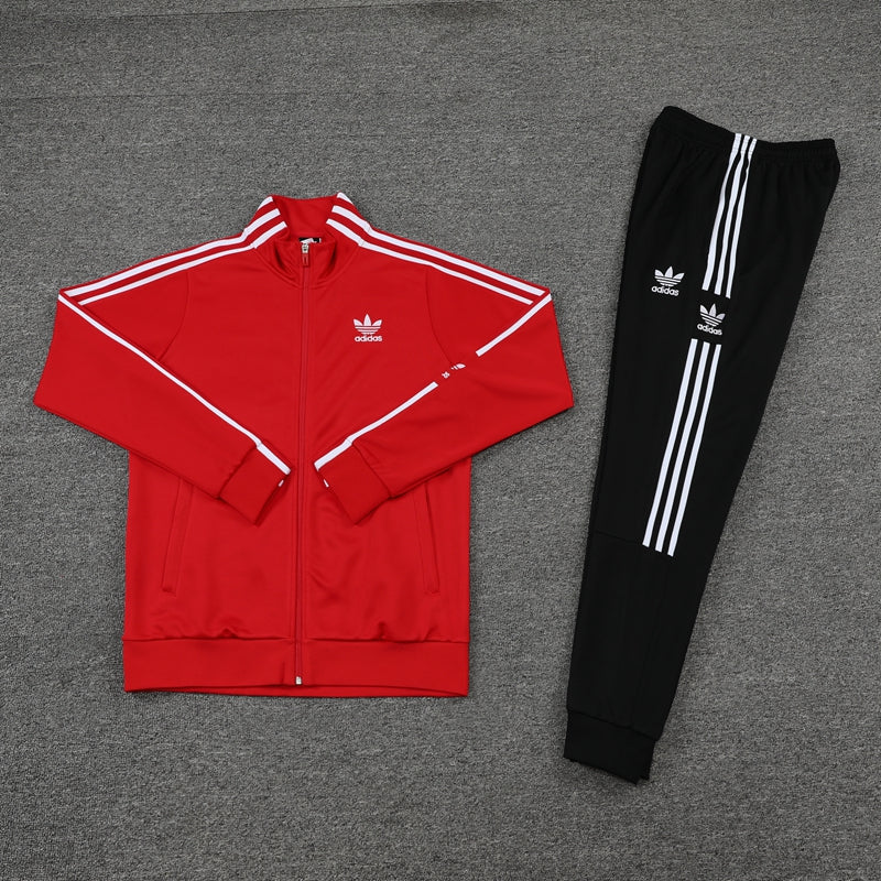 Conjunto Adidas - Jaqueta + Calça, Vermelho com Preto