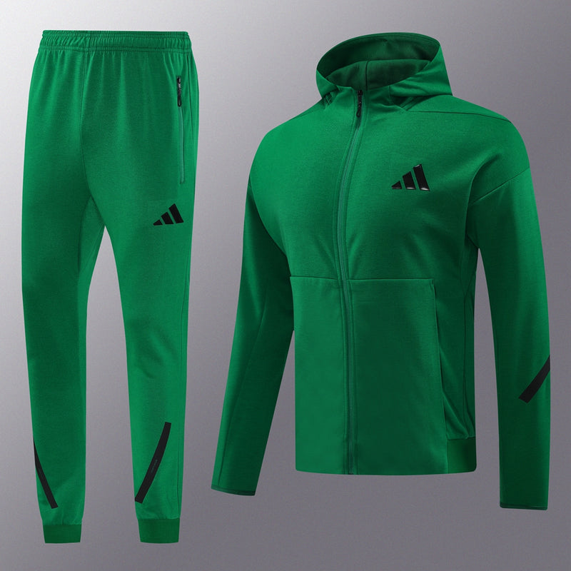 Conjunto Adidas - Jaqueta com Capuz + Calça, Verde