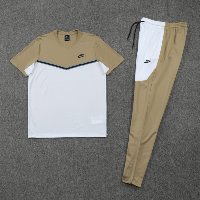 Conjunto Nike Dri-Fit - Camisa + Calça, Marrom com Branco