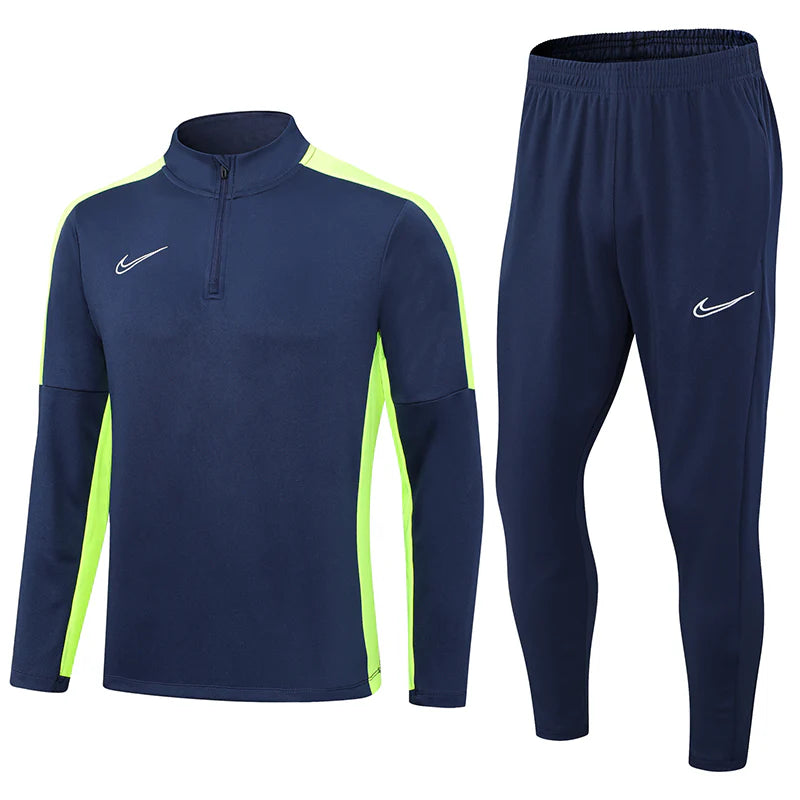 Conjunto Nike Dri-Fit de Frio - Jaqueta + Calça, Azul com Verde