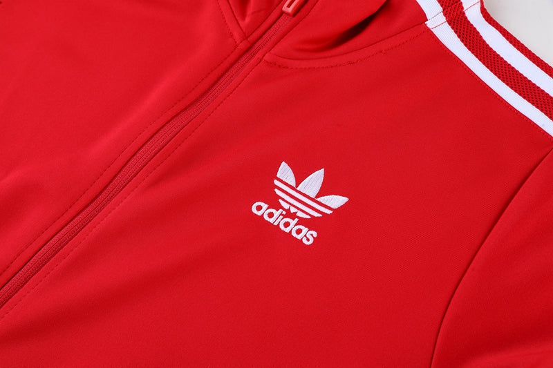 Conjunto Adidas - Jaqueta + Calça, Vermelho com Preto