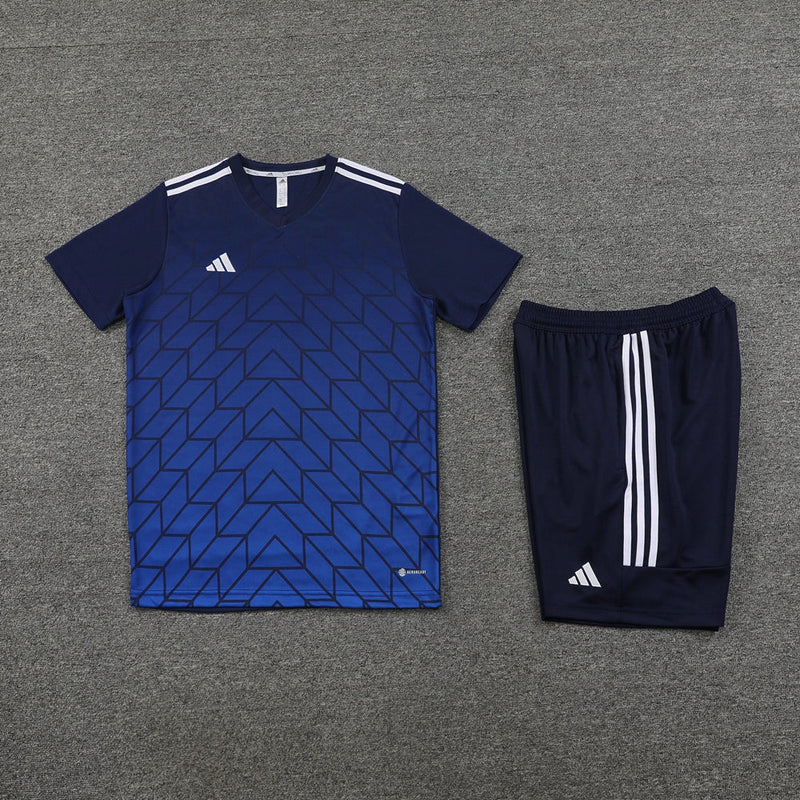 Conjunto Adidas - Camisa + Short, Azul com Preto
