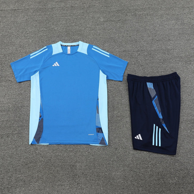 Conjunto Adidas - Camisa + Short, Azul com Azul Escuro