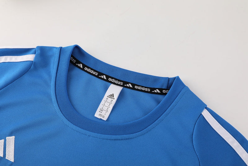 Conjunto Adidas - Camisa + Short, Azul com Branco