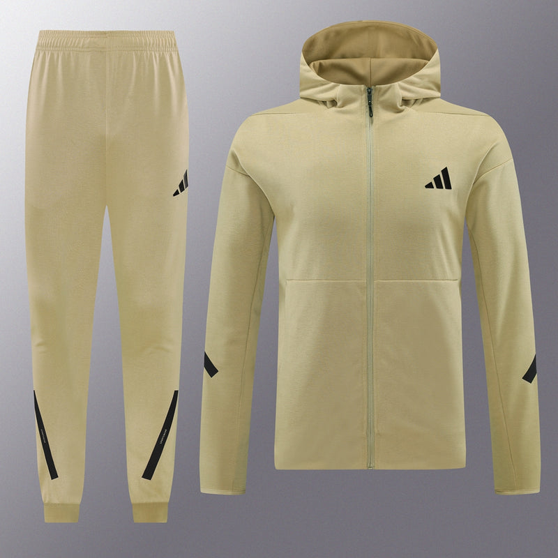 Conjunto Adidas - Jaqueta com Capuz + Calça, Bege