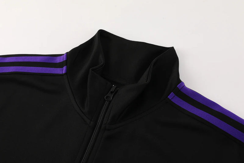 Conjunto Adidas - Jaqueta + Calça, Preto com Roxo