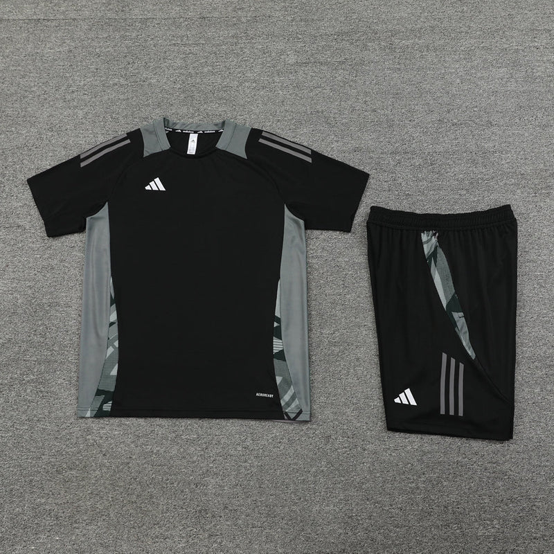 Conjunto Adidas - Camisa + Short, Cinza com Preto