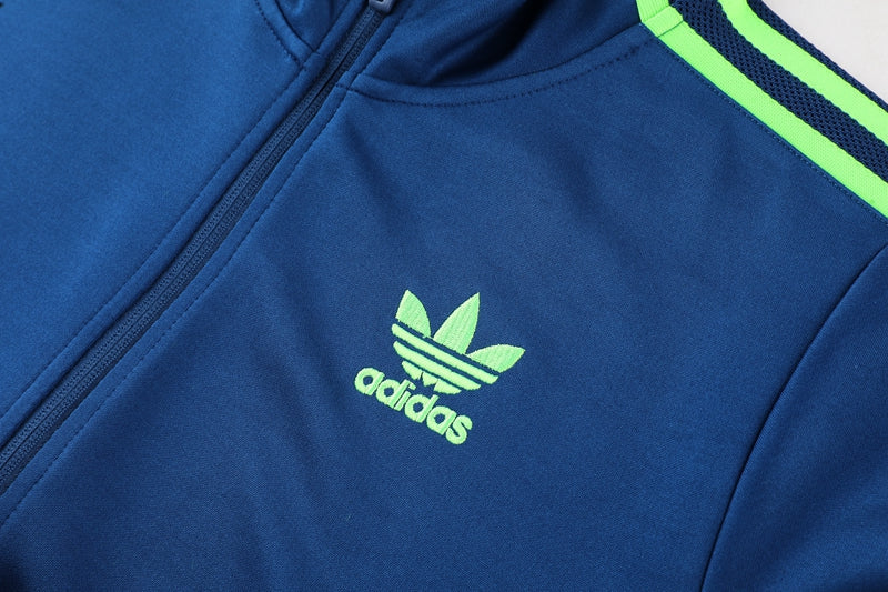 Conjunto Adidas - Jaqueta + Calça, Azul com Verde